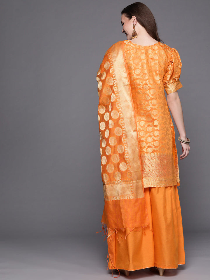 Banarasi Woven Kurta Sharara Set With Handloom Dupatta