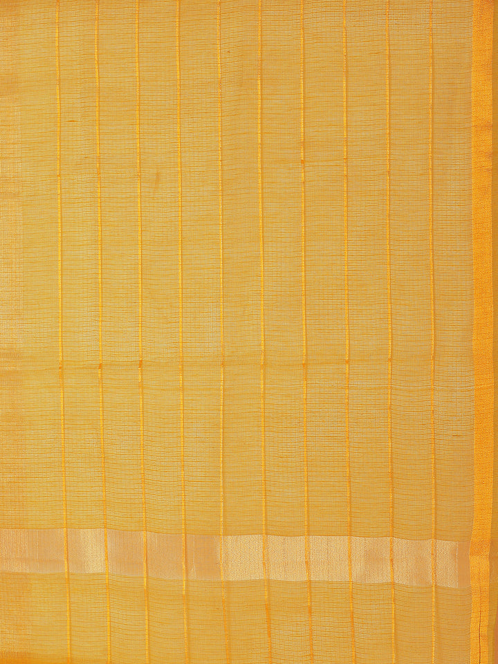Chanderi Silk saree with intricate Zari weaving in a striped pattern