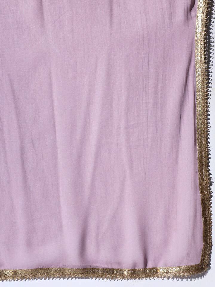 Lavender Resham Embroidered Pathani Kurta Set with Afghan Salwar