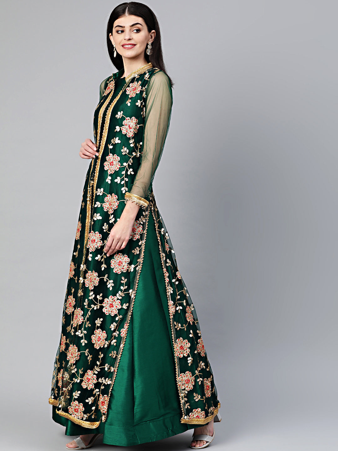 Three Piece Embroidered Jacket style Cocktail gown
