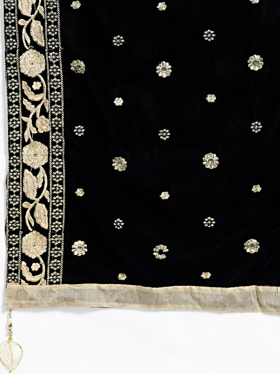 Textured Anarkali Suit with Velvet Embroidered Dupatta