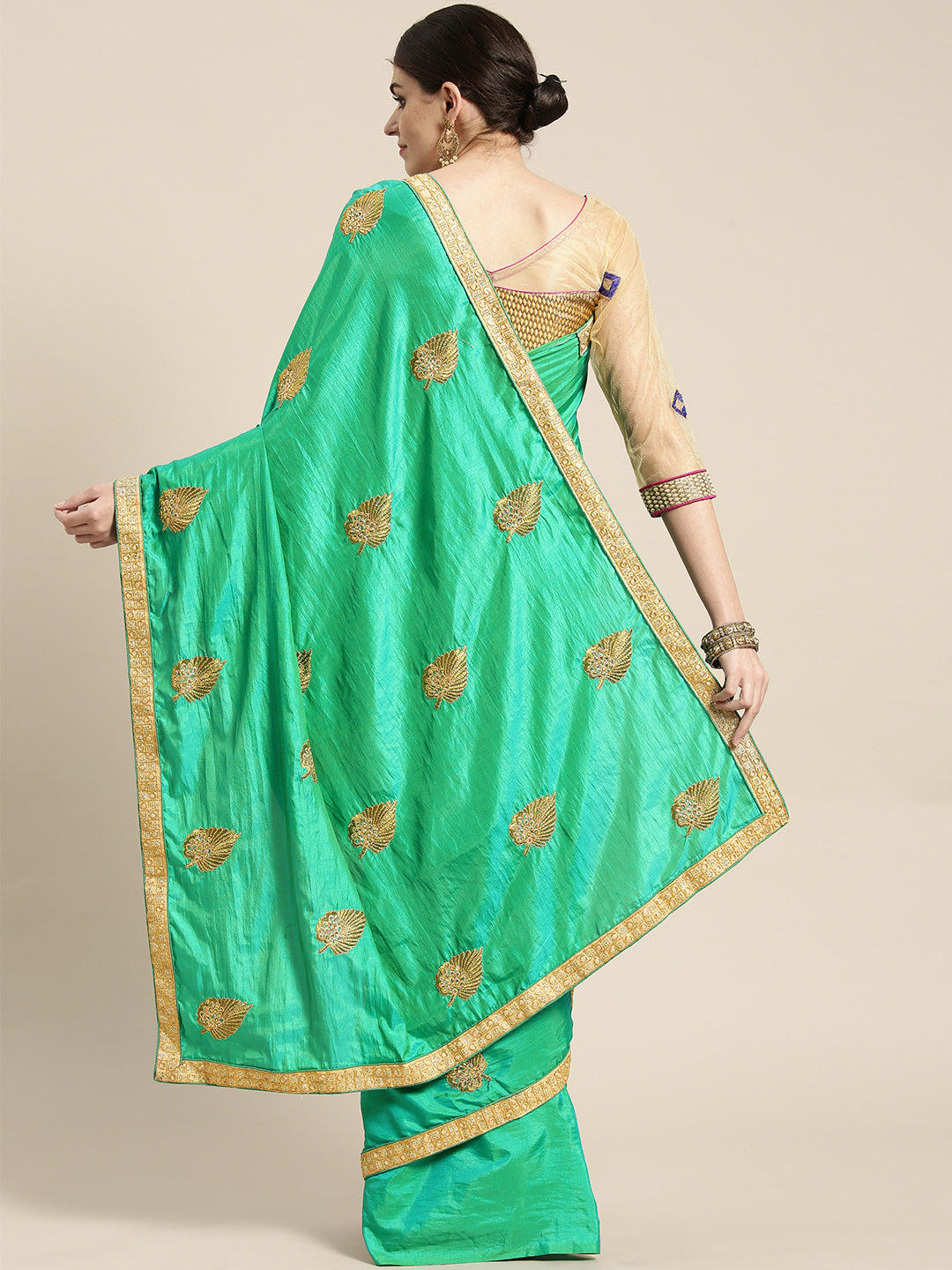 Crepe Silk Zari Embroidered Saree