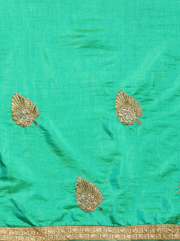 Crepe Silk Zari Embroidered Saree