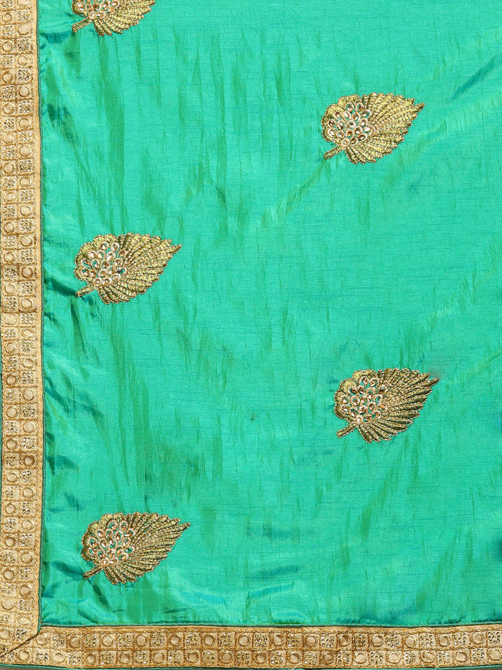 Crepe Silk Zari Embroidered Saree