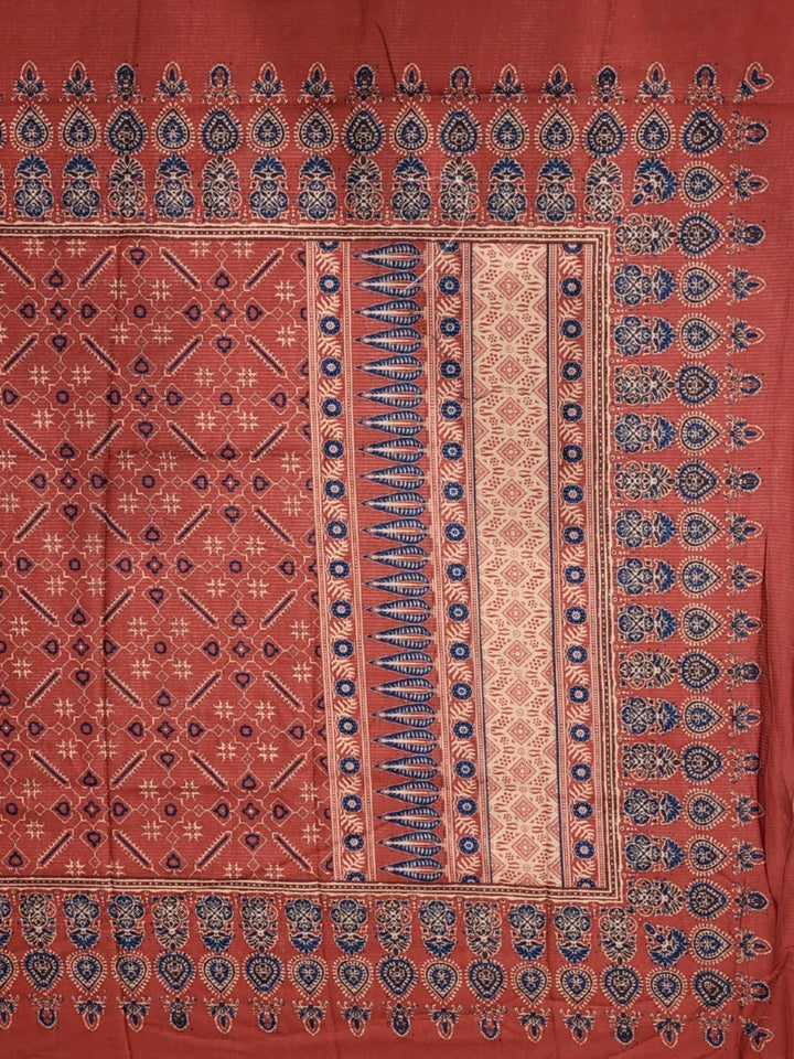 Ethnic Ajrak Block Print Cotton Suit Dupatta with Mirror Embelishments & Contrast colors