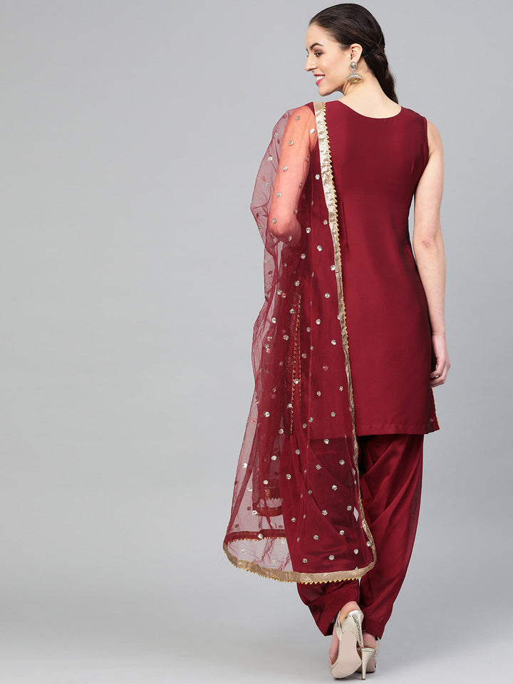 Crystal Embellished Kurta Set With Patiala Salwar