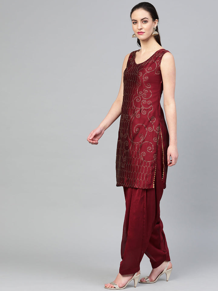 Crystal Embellished Kurta Set With Patiala Salwar