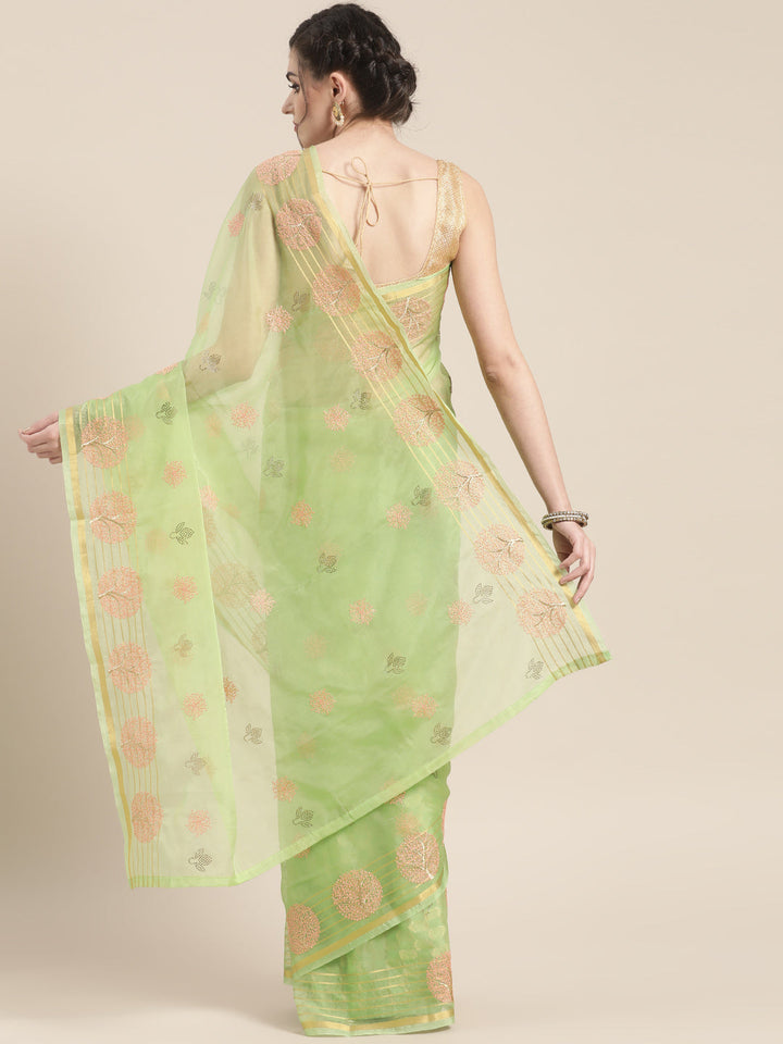 Embellished Organza Saree with Resham Embroidery