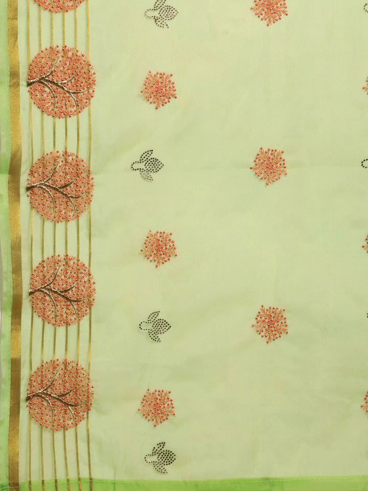 Embellished Organza Saree with Resham Embroidery