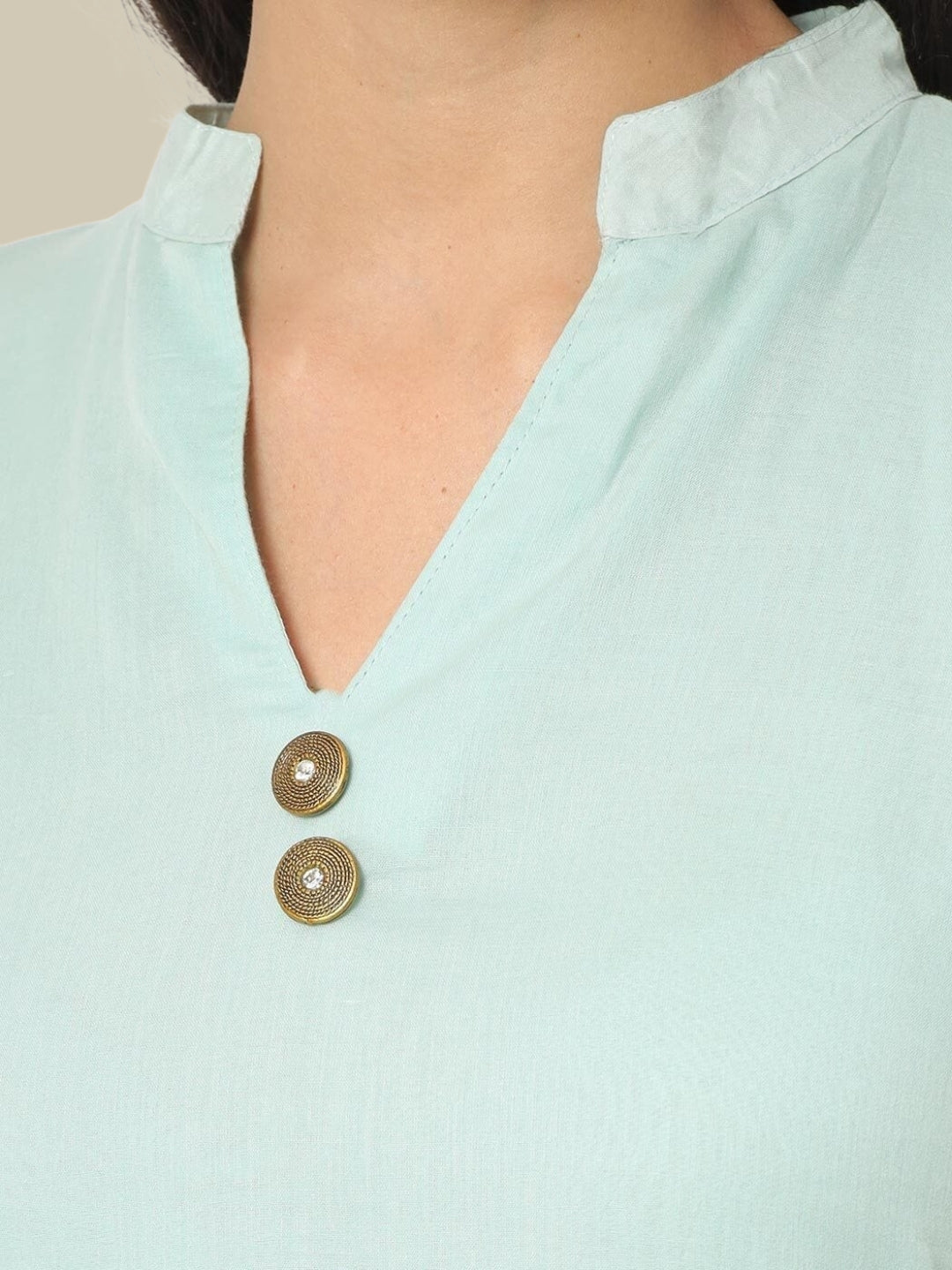 Sea Green Solid Kurta With Striped Leheriya Dupatta & Palazzo