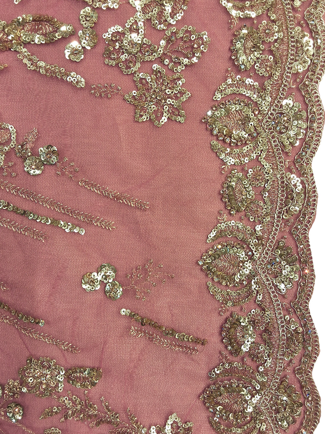 Pink Sequin Embroidered Saree with Heavy Border and Stitched Blouse