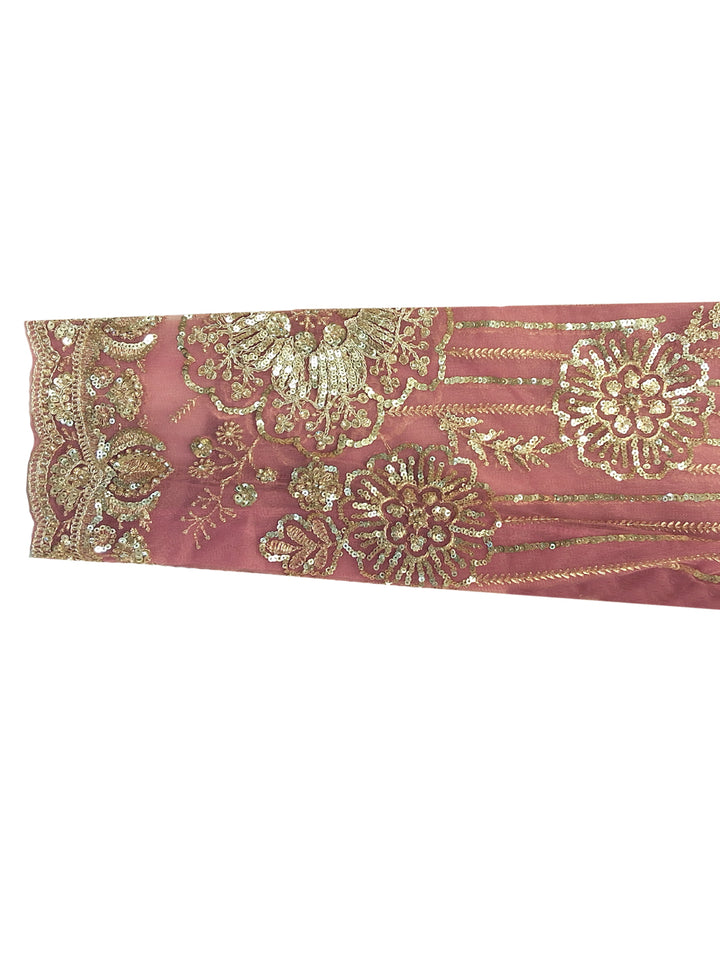 Pink Sequin Embroidered Saree with Heavy Border and Stitched Blouse