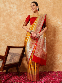 Chhabra 555 Ethnic Motifs Banarasi Silk Traditional Saree with Contrast Border