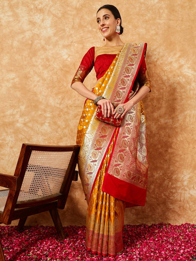 Chhabra 555 Ethnic Motifs Banarasi Silk Traditional Saree with Contrast Border