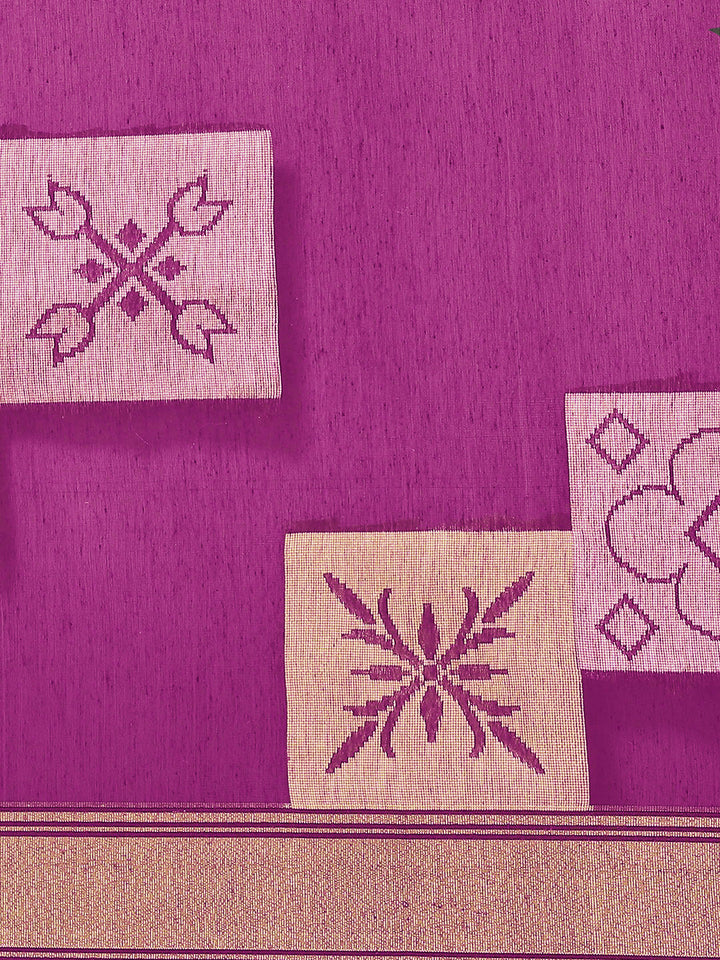 Banarasi Chanderi Heritage Of India Checked Saree with Gold Silver Geometrical Pattern