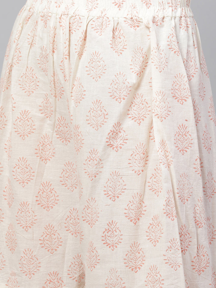 Pure Cotton Cambric Block Printing Stitched Suit with Gotta-Patti Embroidery & Sharara
