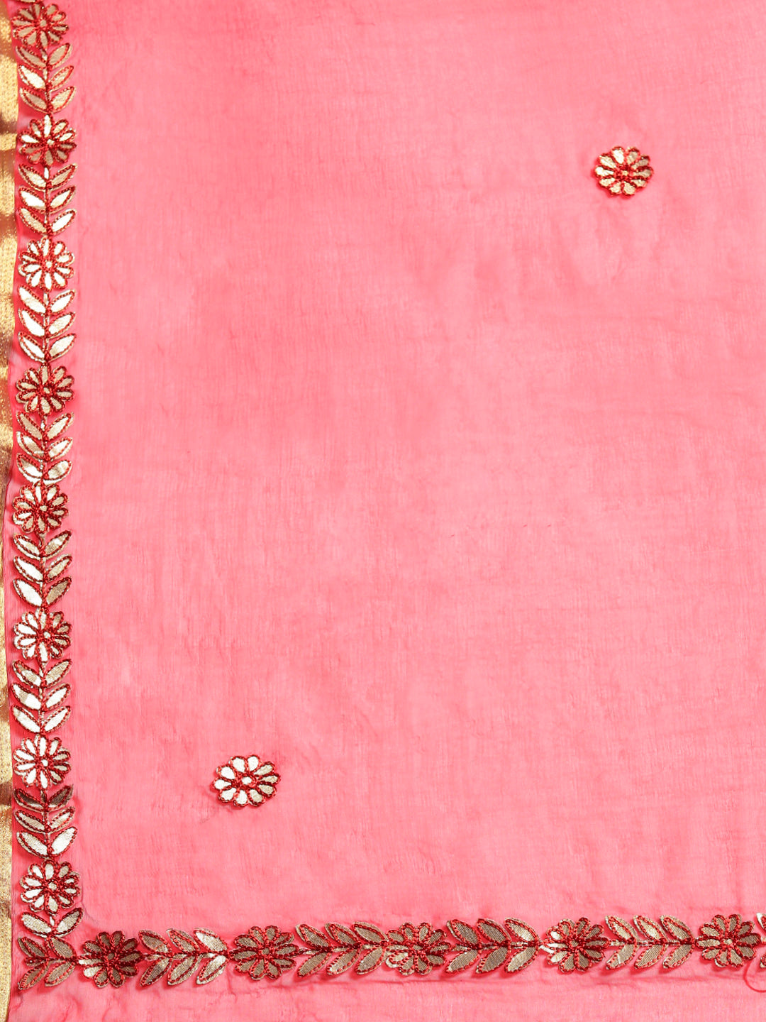 Chiffon Leheriya Hand-Dyed Saree with Gota Patti Embroidery