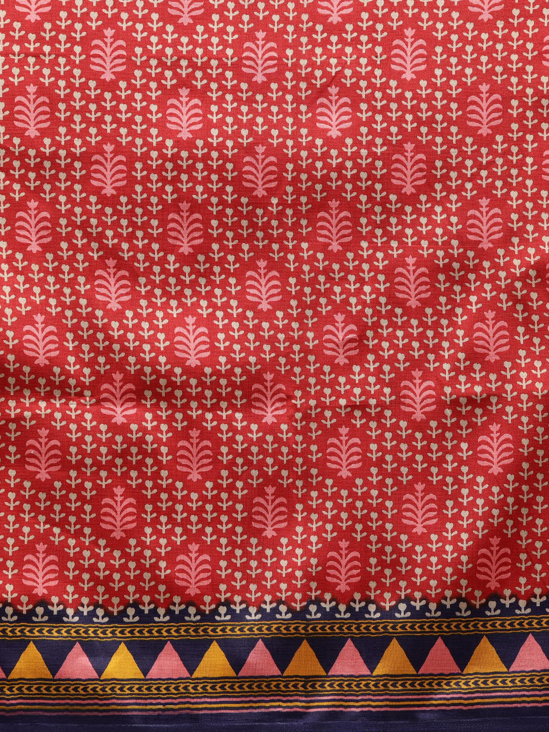 Patola Floral Print Saree with Temple Pattern Border