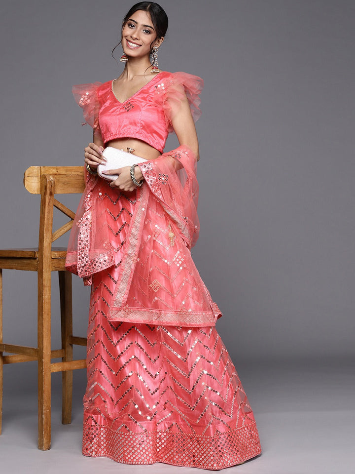 Mirror, Resham Embroidery  Net Lehenga Choli Set
