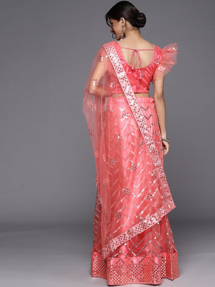 Mirror, Resham Embroidery  Net Lehenga Choli Set