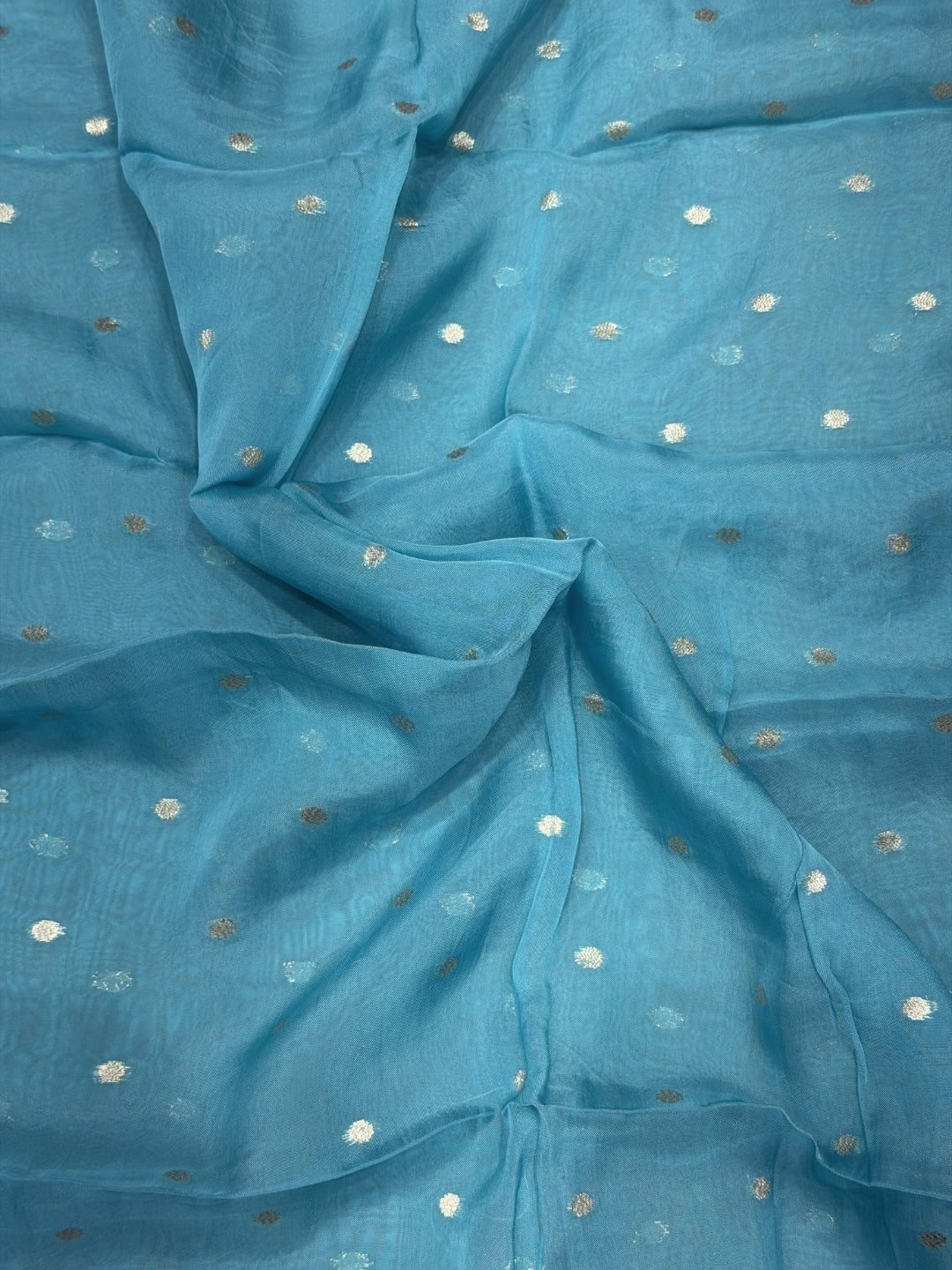 Zari Meenakari Weaving South Crepe Unstitched Suit with Organza Zari Handloom Dupatta