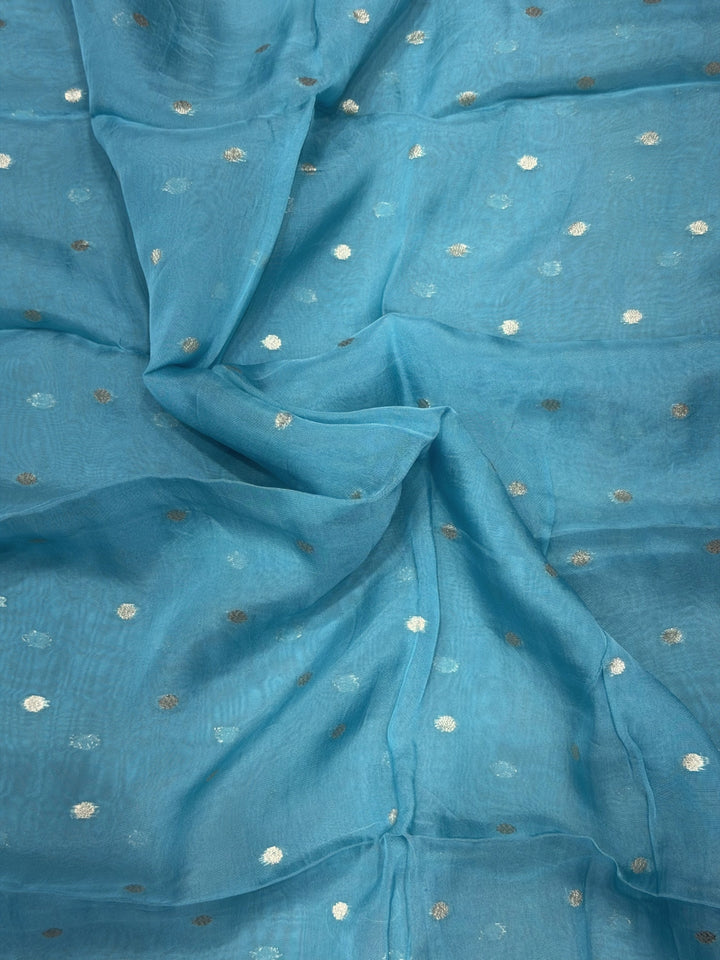 Zari Meenakari Weaving South Crepe Unstitched Suit with Organza Zari Handloom Dupatta