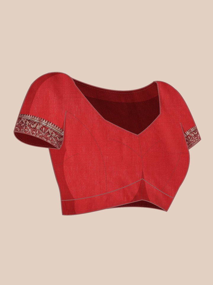 Floral Ethnic Motifs Banarasi Silk Saree with Contrast Pallu