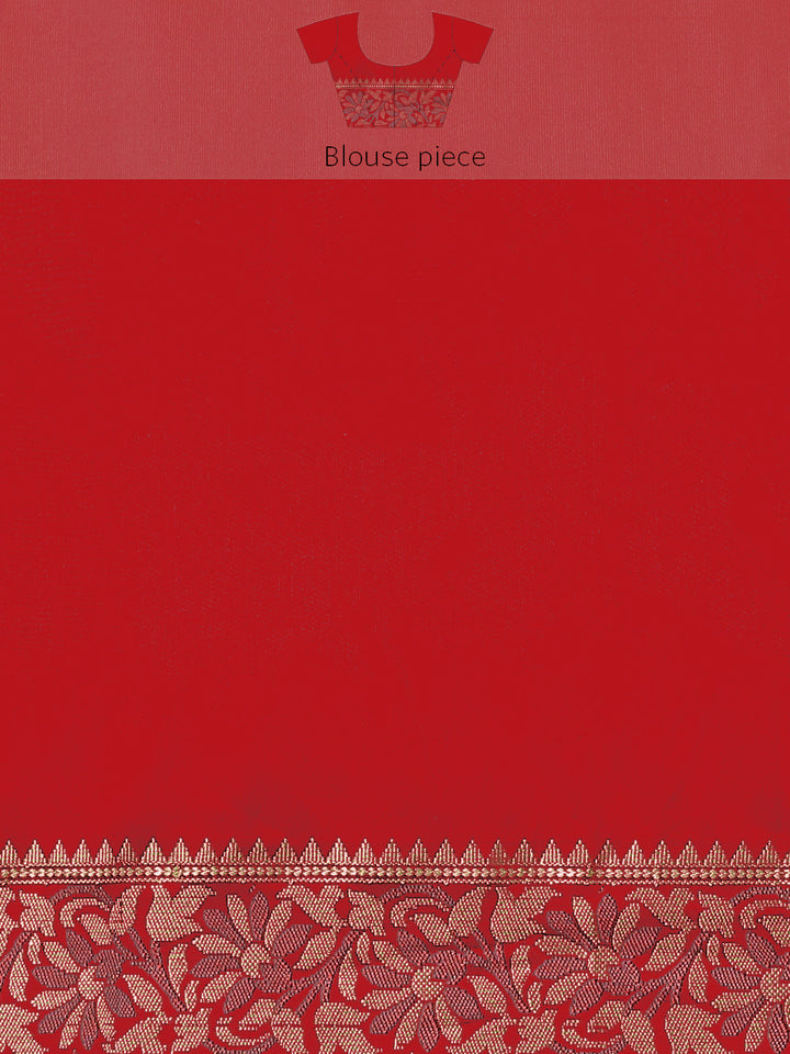 Floral Ethnic Motifs Banarasi Silk Saree with Contrast Pallu