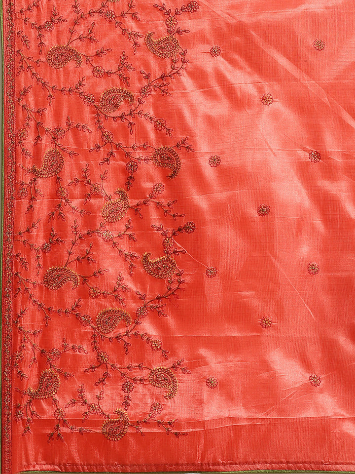 Tussar Banarasi Saree with Resham Paisley ,Floral Embroidery