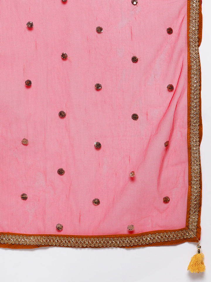 Made to Measure Peplum Sequence Embellished  Sharara Suit Set With Contrast Net Dupatta