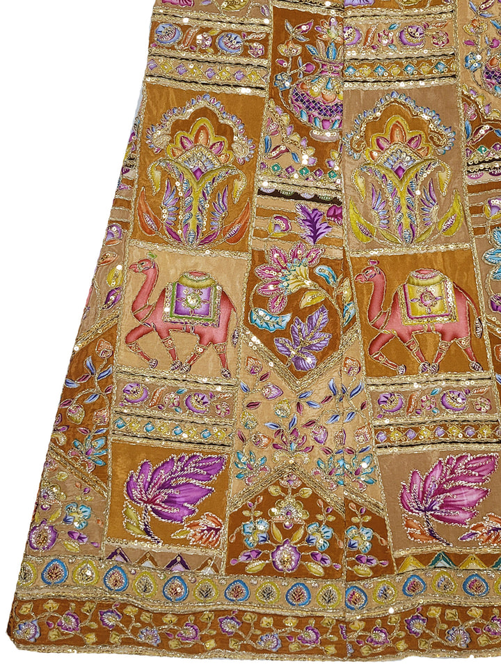 Multicolor Embroidered Short Kurta & Sharara Set with Organza Dupatta