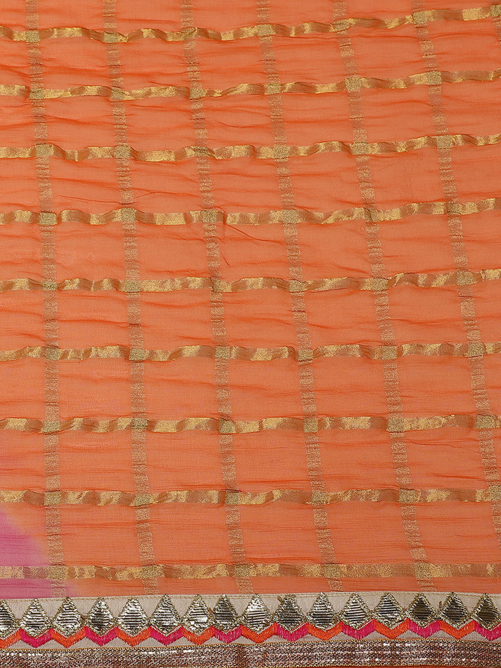 Chiffon Bandhej Gharchola Checked Saree