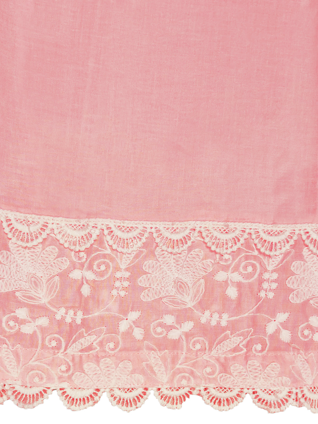 Thread Embroidered Chikankari Kurta Set with Scalloped Dupatta & Schiffli Laces