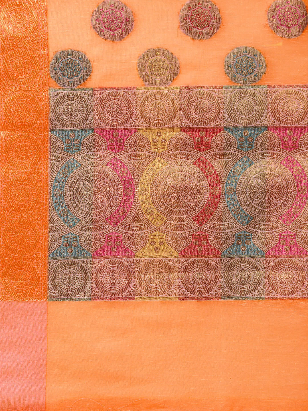 Banarasi Chanderi Silk Saree with Handloom Floral Meenakari motifs
