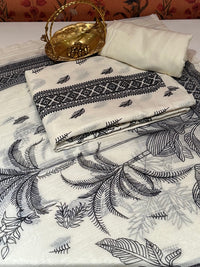 Chic White and Black Woven Suit