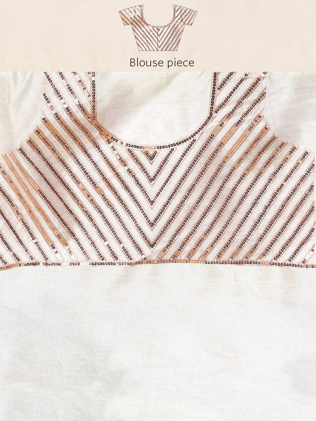 Off White Ombre Metallic Sequence Embellished Georgette Cocktail Saree