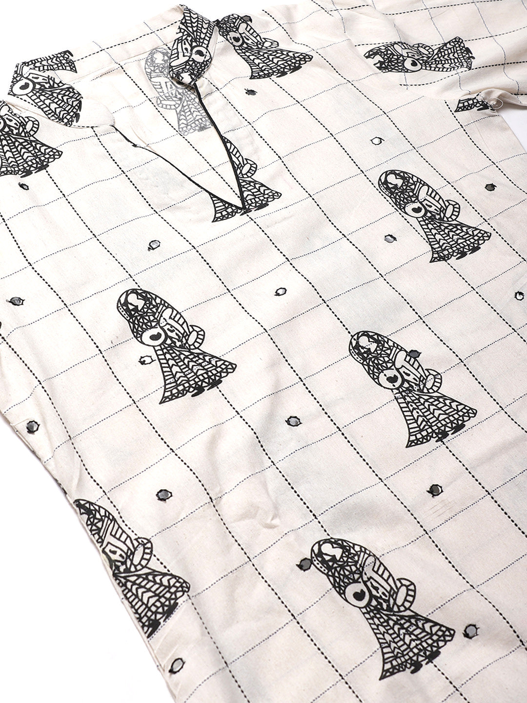 Cotton Stitched Suit Dupatta with  Mirror Embellishments alomg Maheshwari Dupatta