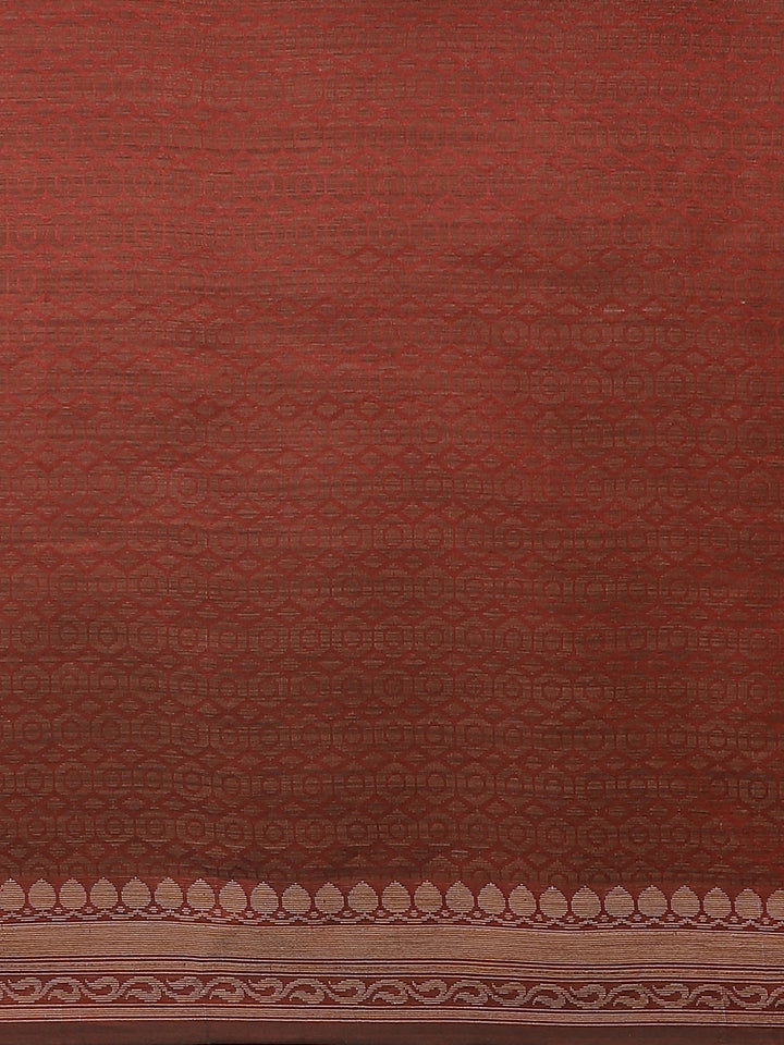 Maroon Banarasi Silk Self-Embossed Saree with Ethnic FLoral Motifs in Oxidised Zari