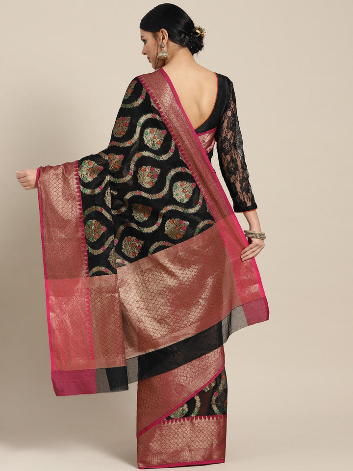 Chanderi Silk Saree with Resham Zari Meenakari Weaving