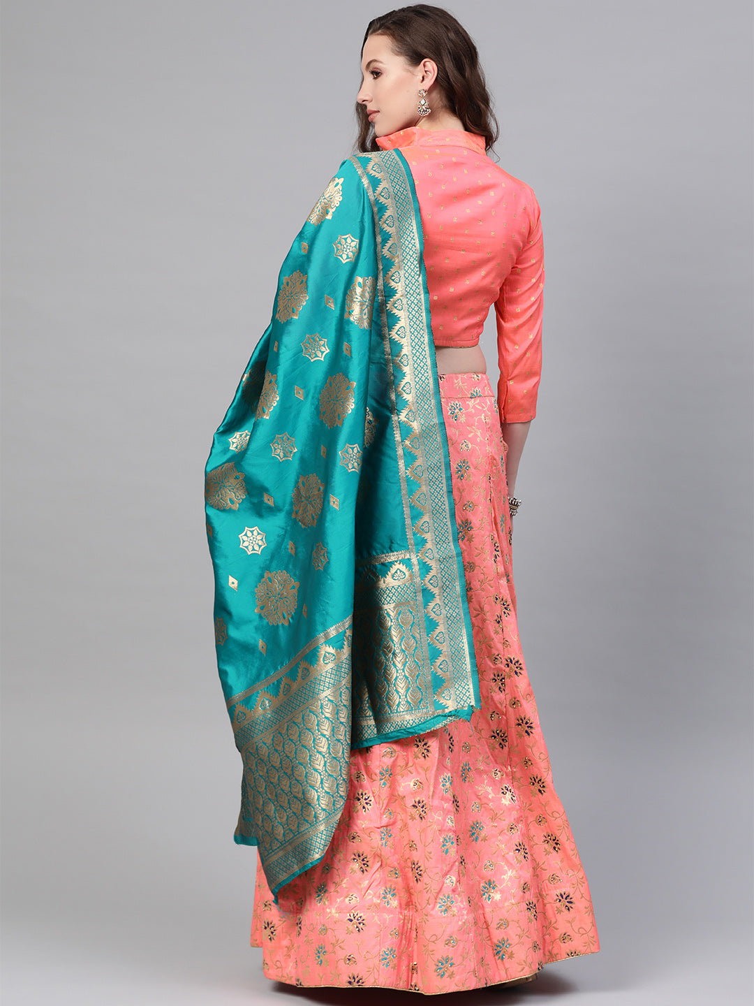 Banarasi Woven Kalidar Semi-stitched Lehenga