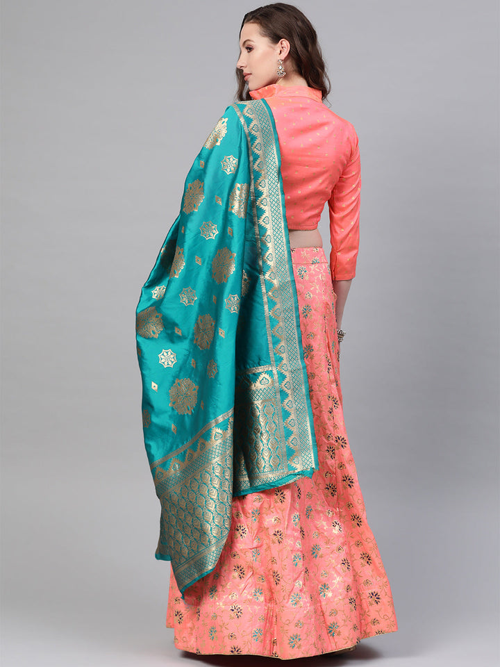 Banarasi Woven Kalidar Semi-stitched Lehenga