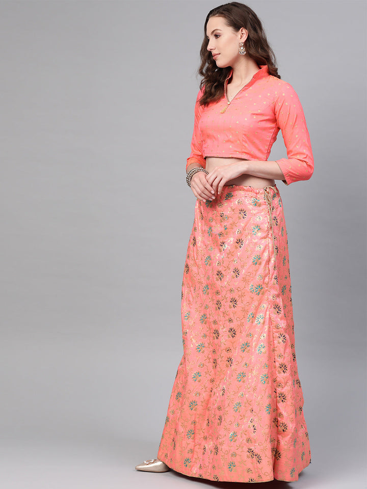 Banarasi Woven Kalidar Semi-stitched Lehenga