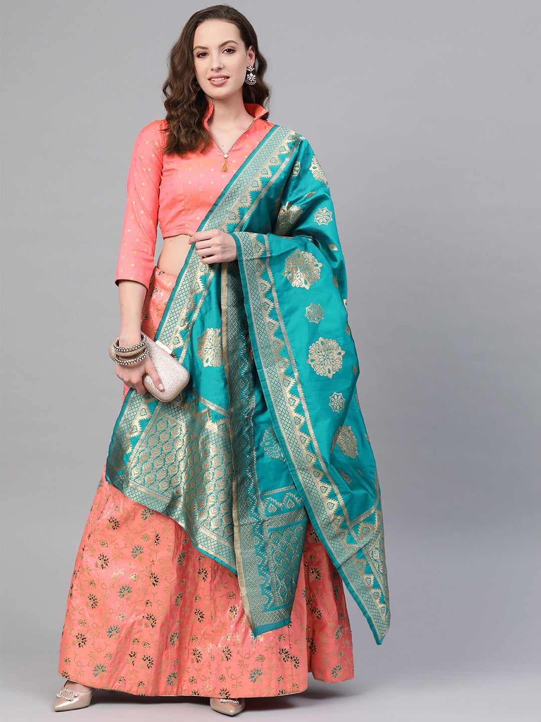 Banarasi Woven Kalidar Semi-stitched Lehenga