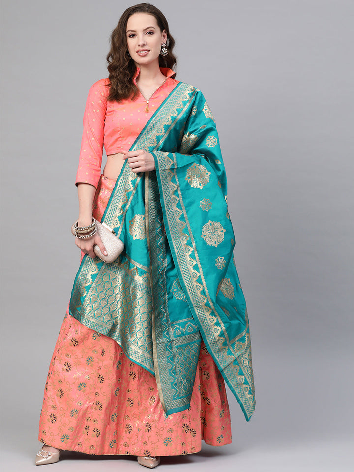 Banarasi Woven Kalidar Semi-stitched Lehenga