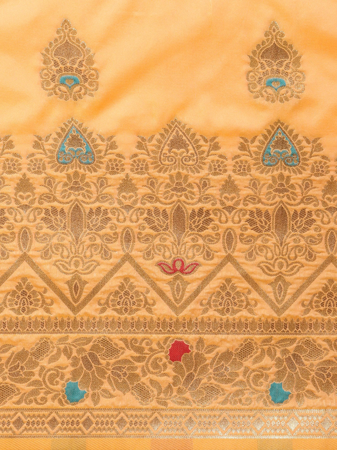 Banarasi Handloom Silk Saree with Floral Meenakari and Jhalar