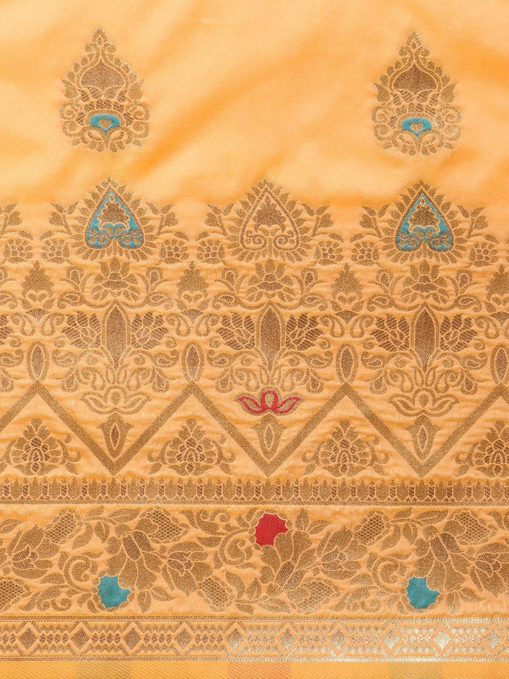 Banarasi Handloom Silk Saree with Floral Meenakari and Jhalar