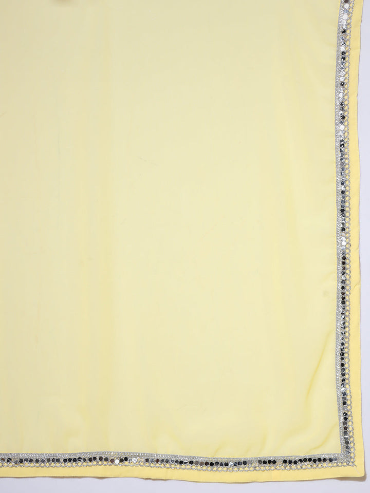 Yellow Zari Embroidered Lehenga Set with Front Slit Peplum Kurta