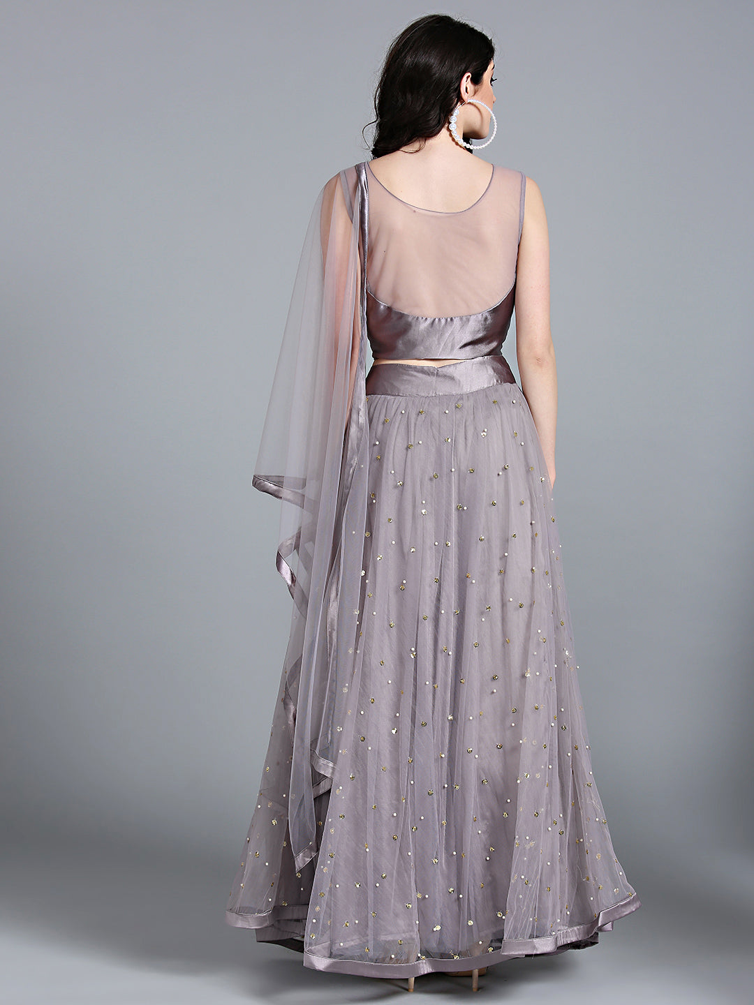 Pearl, Sequin Embellished Net Crop Top Lehenga Choli