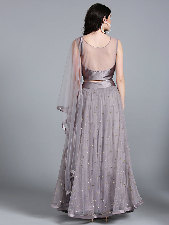 Pearl, Sequin Embellished Net Crop Top Lehenga Choli