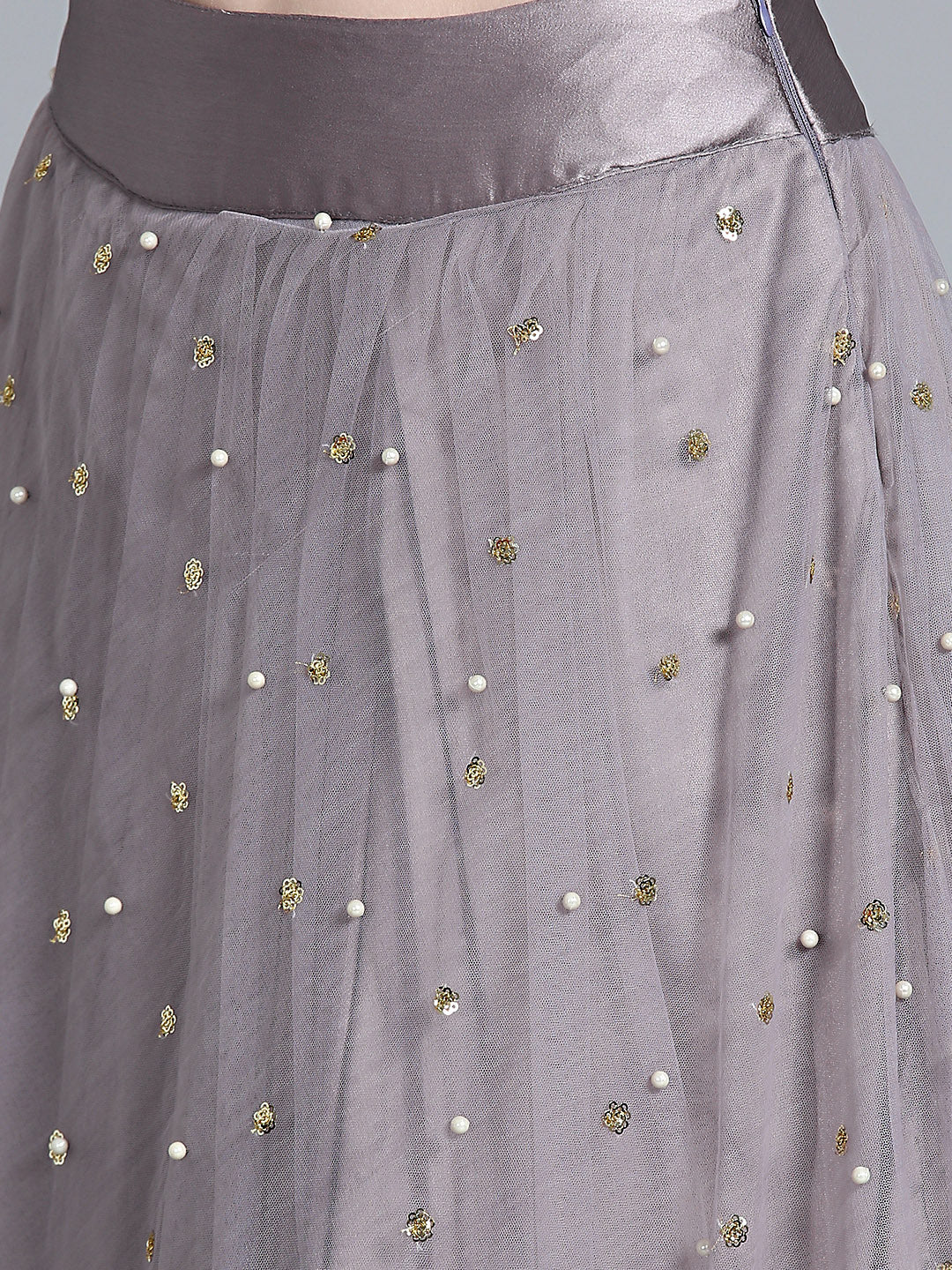 Pearl, Sequin Embellished Net Crop Top Lehenga Choli